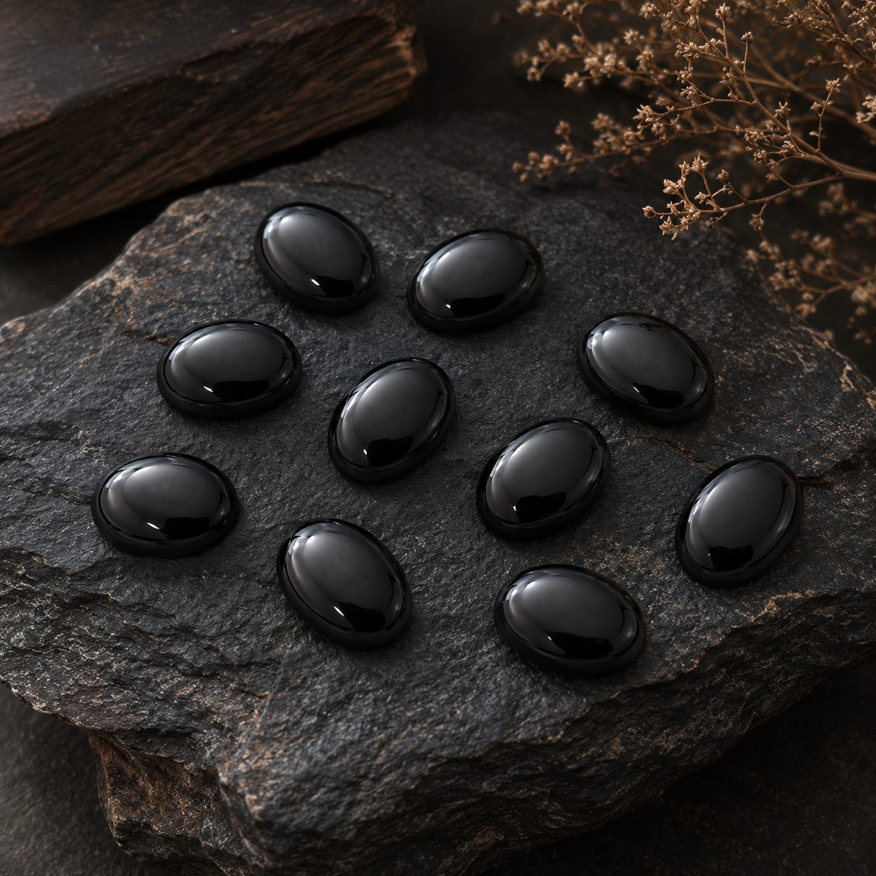 Yemeni Black Aqeeq Cabochon