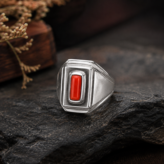 Imperial Italian Coral Silver Ring – 4.2 Carat