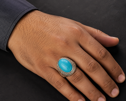 Razaqi Firoza Handmade Silver Ring – 25 Ct Turquoise