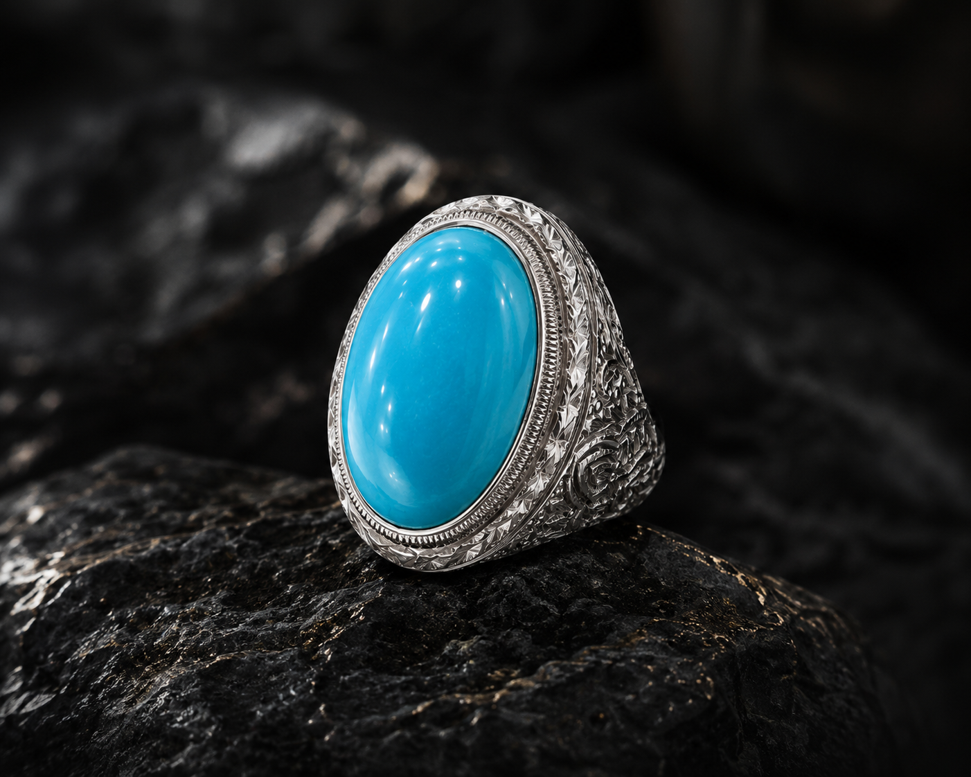 Razaqi Firoza Handmade Silver Ring – 25 Ct Turquoise
