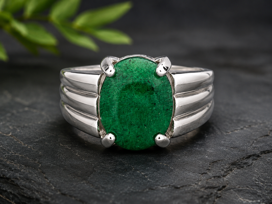 Natural Swat Emerald Silver Ring – 7.70 Ct