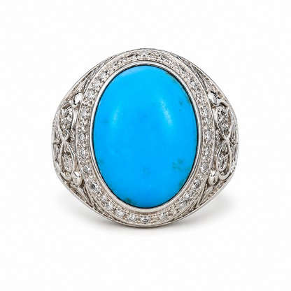 Handmade Shajri Firoza Ring – 25 Ct