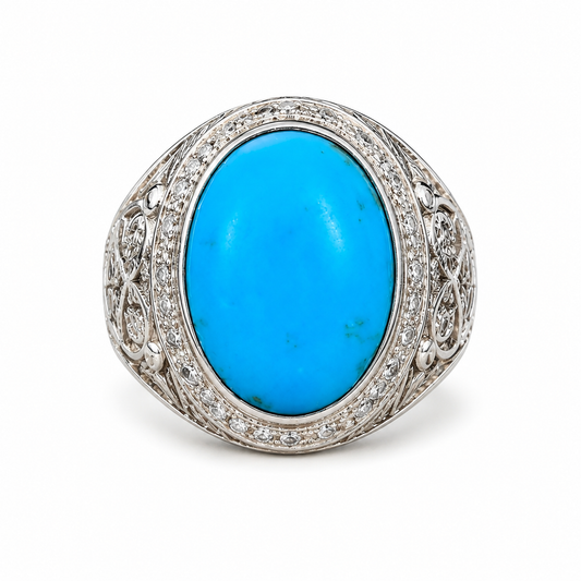 Handmade Shajri Firoza Ring – 25 Ct
