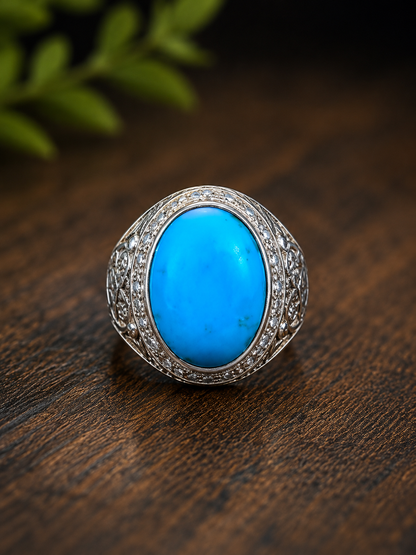 Handmade Shajri Firoza Ring – 25 Ct