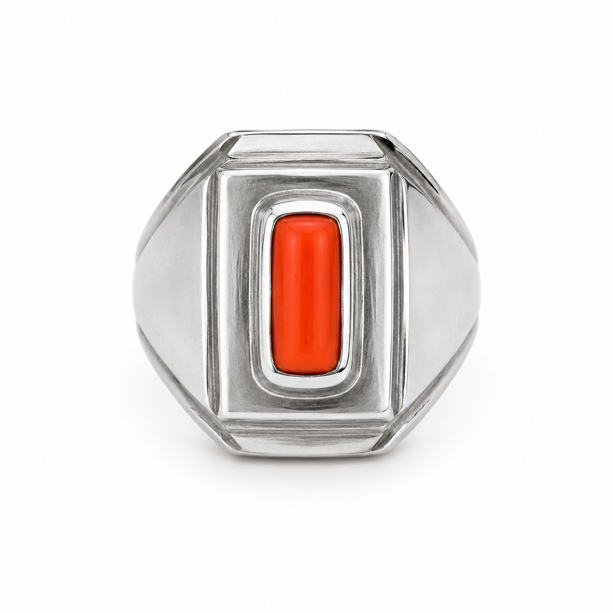 Imperial Italian Coral Silver Ring – 4.2 Carat