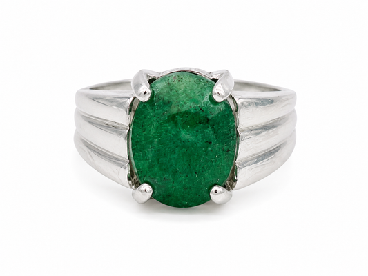 Natural Swat Emerald Silver Ring – 7.70 Ct